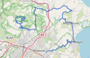 Cycling route in Greece starting from mt Parnitha